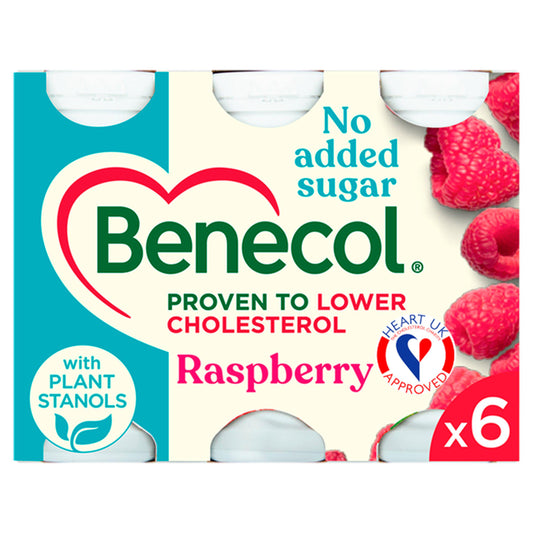 Benecol Raspberry No Added Sugar Yogurt Drink 6x67.5g