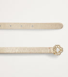 Maje leather belt with gold Clover buckle (British brand)