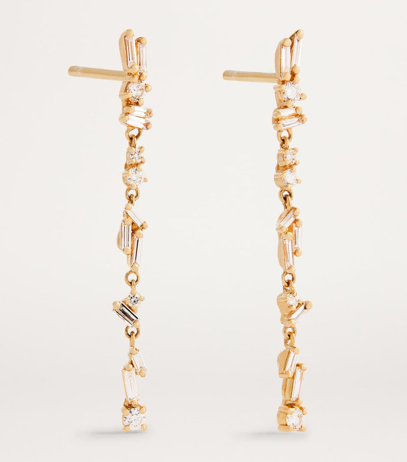 Suzanne Kalan yellow gold diamond Sparkler drop earrings, UK version