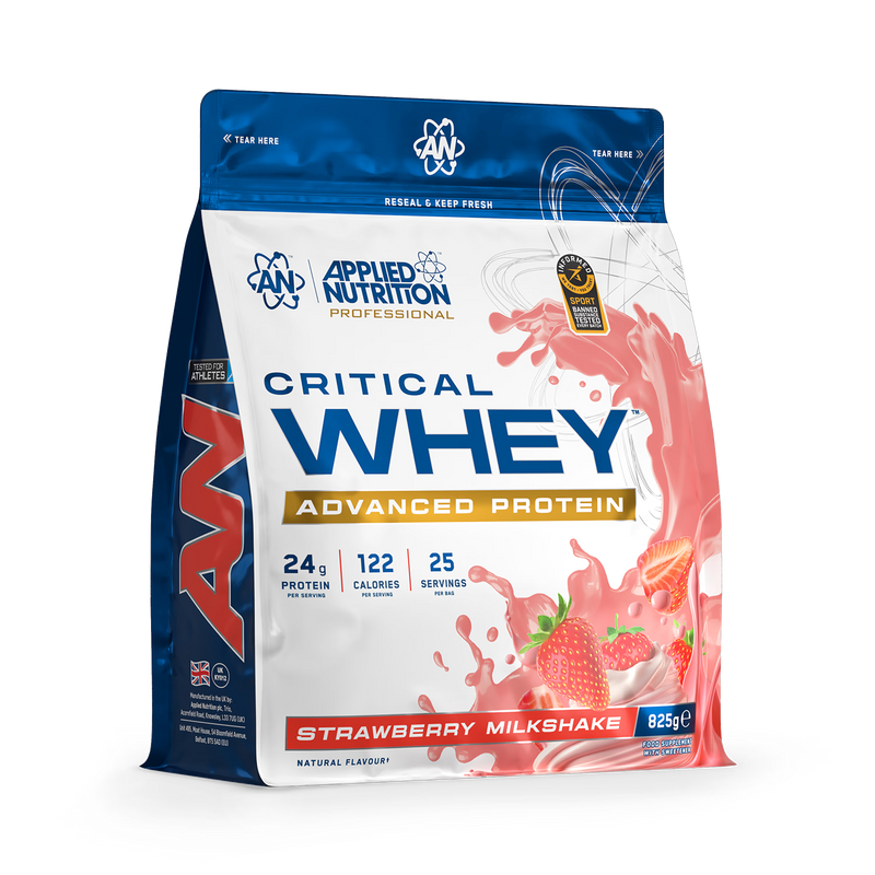 Applied Nutrition Critical Whey protein powder Strawberry Milkshake 825g, imported from the UK