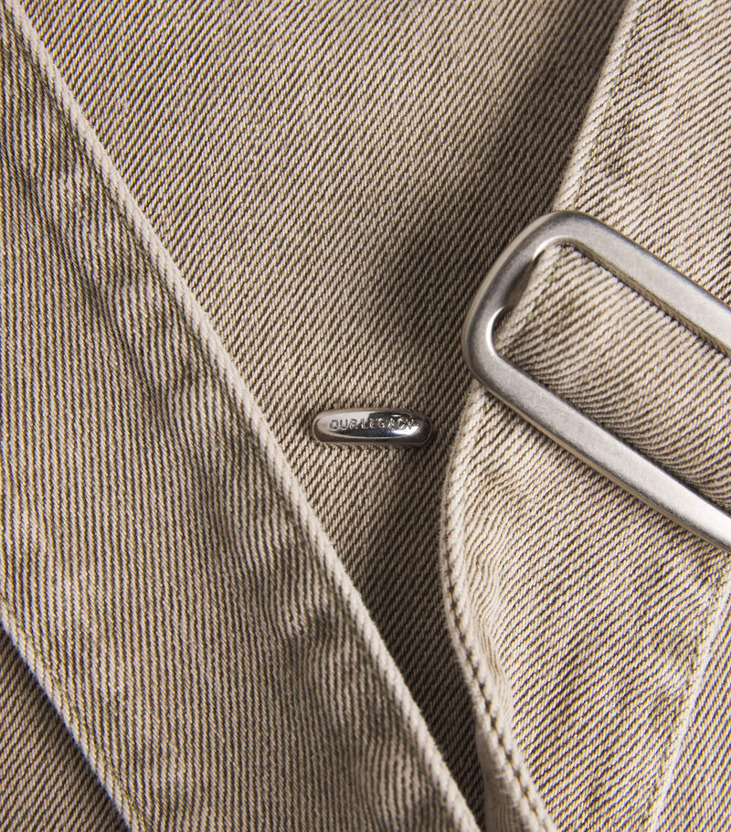 Our Legacy denim sling shoulder bag with mineral pigment, imported from the UK