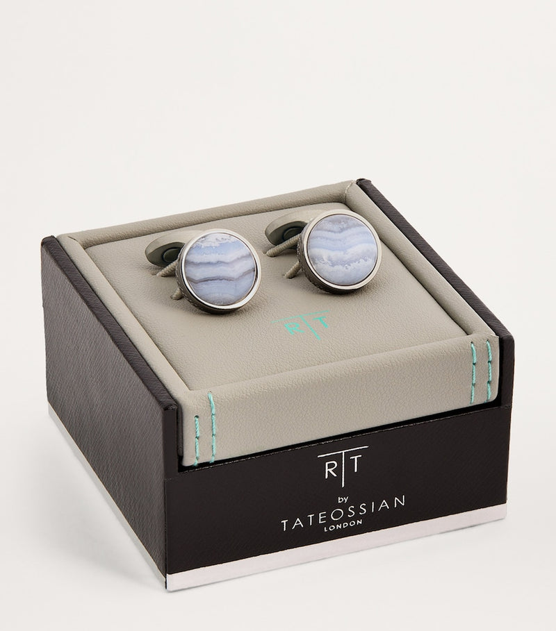 Tateossian agate circular cufflinks, UK version