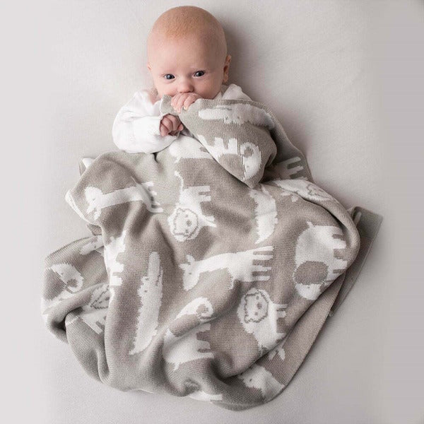 Ziggle Grey and White Safari Baby Blanket 100cm x 75cm (British brand)