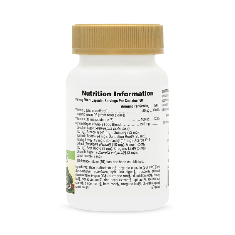 NaturesPlus vitamin D3 K2 supplement 60 capsules, UK version