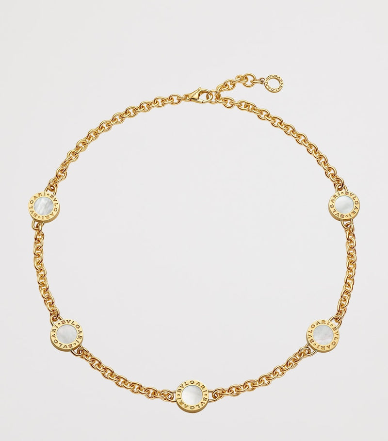 Bvlgari yellow gold mother-of-pearl onyx necklace, UK version