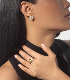 Messika Lucky Move yellow gold diamond pavé stud earrings 0.48ct, UK version