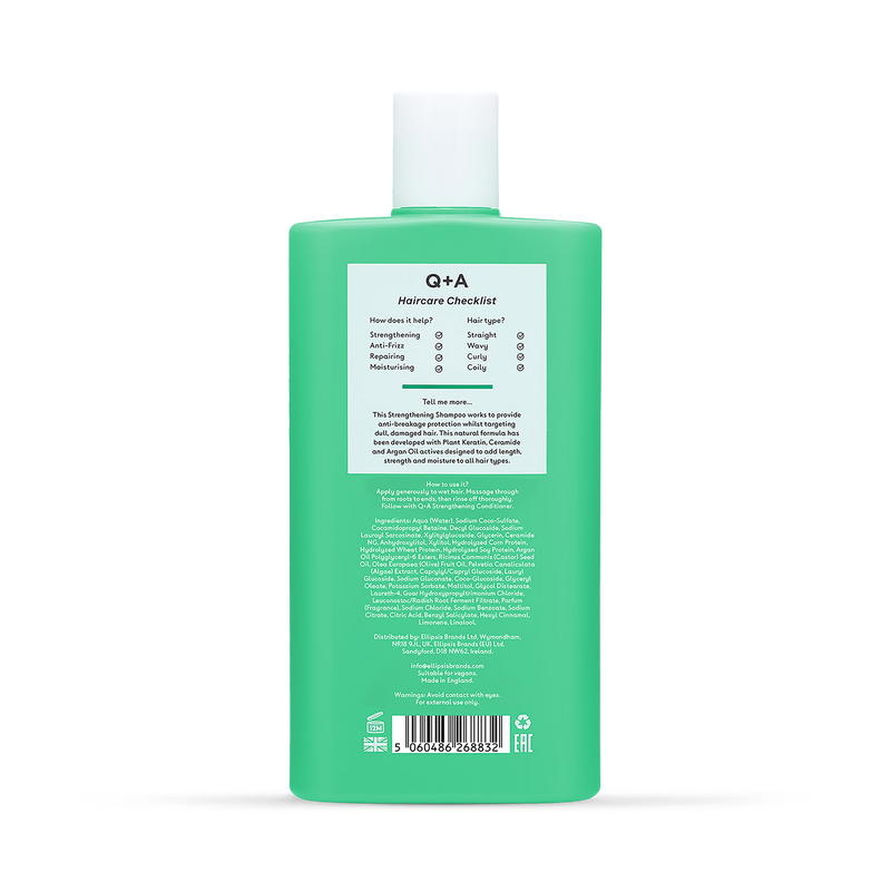 Q+A Strengthening Shampoo 250ml, imported from the UK