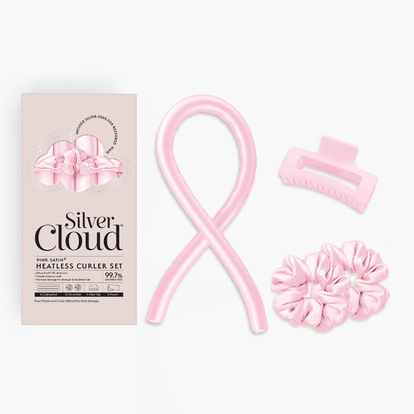 Silver Cloud heatless curler pink satin set (British brand)