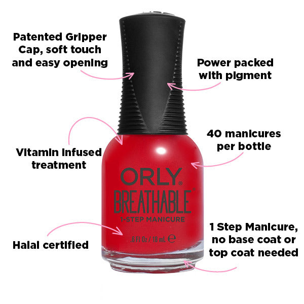 Orly Breathable Nail Polish Red 18ml, imported from the UK