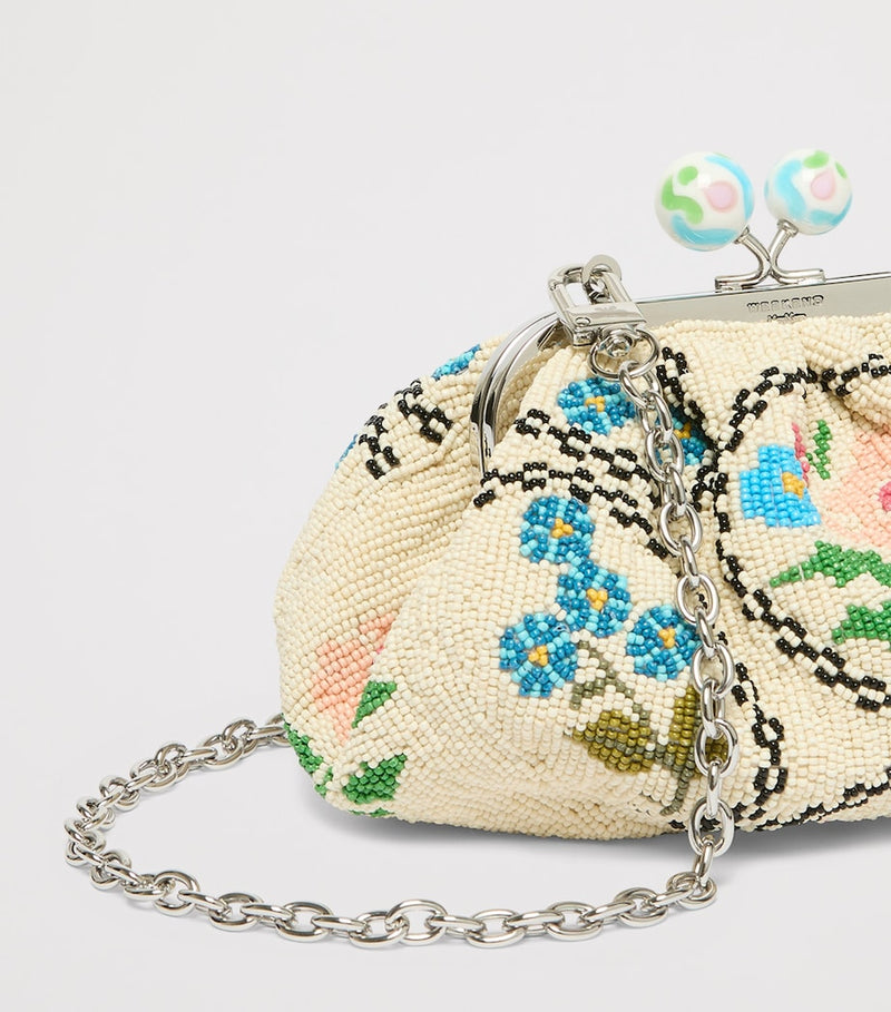 Weekend Max Mara cotton beaded clutch bag H13cm W19cm D9cm (British brand)