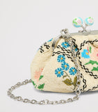 Weekend Max Mara cotton beaded clutch bag H13cm W19cm D9cm (British brand)