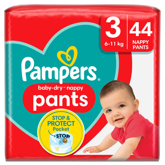 Pampers Baby Dry Nappy Pants Essential Pack Nappies Size 3, 6-11kg x44