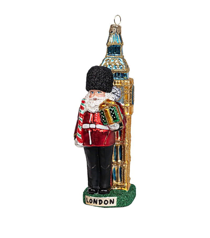 Glass-Blown Nutcracker Tree Decoration with Hanging Loop, 16.5cm Height