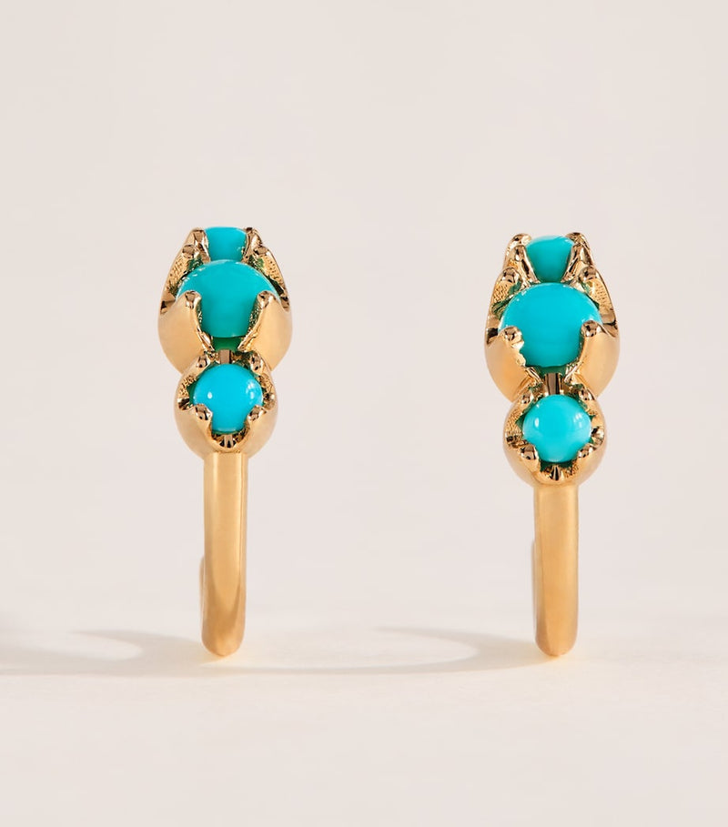 Jennifer Meyer mini turquoise hoop earrings 18k gold, UK version