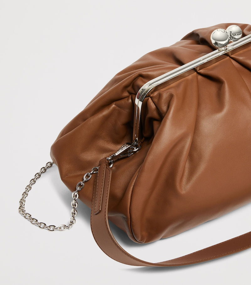 Weekend Max Mara Pasticcino large leather clutch bag with clasp - British product