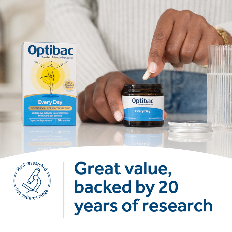 Optibac Every Day Probiotic Supplement 30 Capsules, imported from the UK