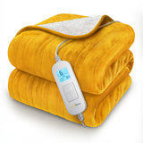 Cosi Home fleece and sherpa electric heated throw mustard (British brand)