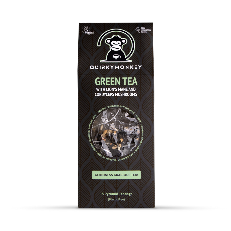 Quirky Monkey Lion's Mane Cordyceps green tea, UK version
