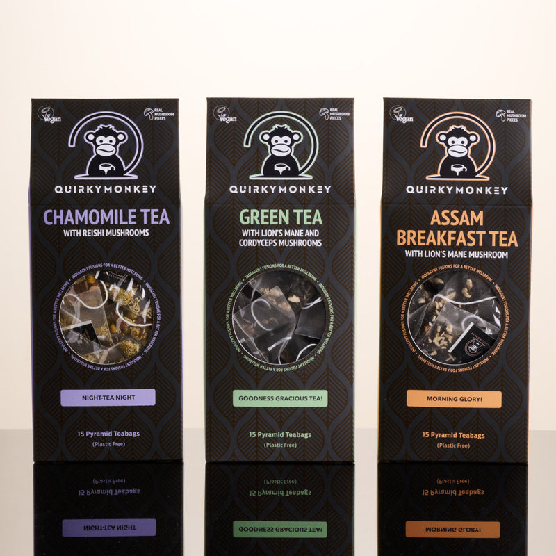 Quirky Monkey Lion's Mane Cordyceps green tea, UK version
