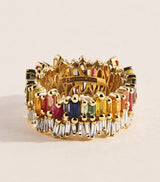 Harrods Suzanne Kalan Yellow Gold Diamond and Rainbow Sapphire Double Stack Eternity Ring- Buy online at McGrocer