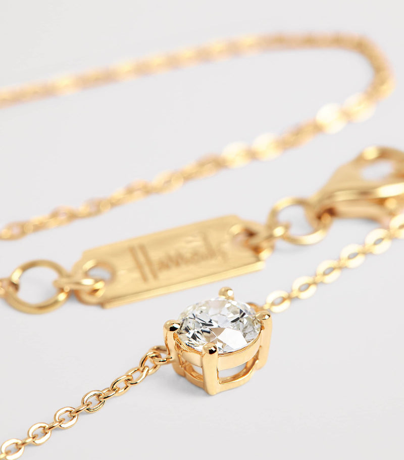 Harrods yellow gold diamond pendant necklace 0.50ct, imported from the UK