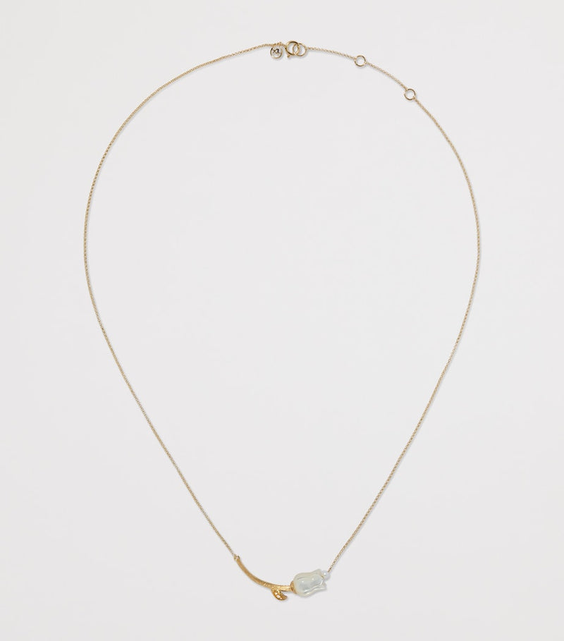 Annoushka Tulips chain necklace with diamonds and freshwater pearl, imported from the UK