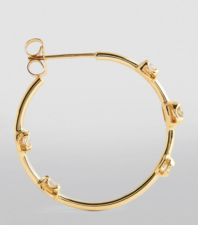 Jacquie Aiche yellow gold diamond Sophia hoop earrings, UK version