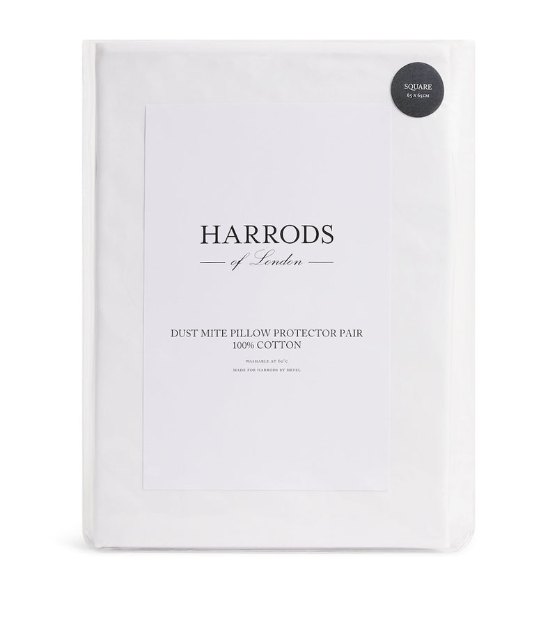 Harrods of London dust mite pillowcase protector pair 65x65 cm, UK version