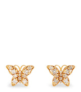 Harrods Suzanne Kalan Yellow Gold and Diamond Princess Mini Butterfly Stud Earrings- Buy online at McGrocer