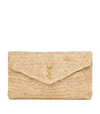 Saint Laurent raffia Cassandre envelope pouch, imported from the UK