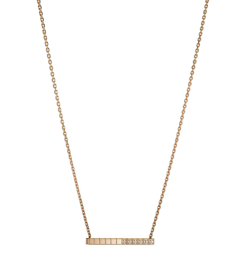 Chopard Ice Cube rose gold diamond necklace (British brand)