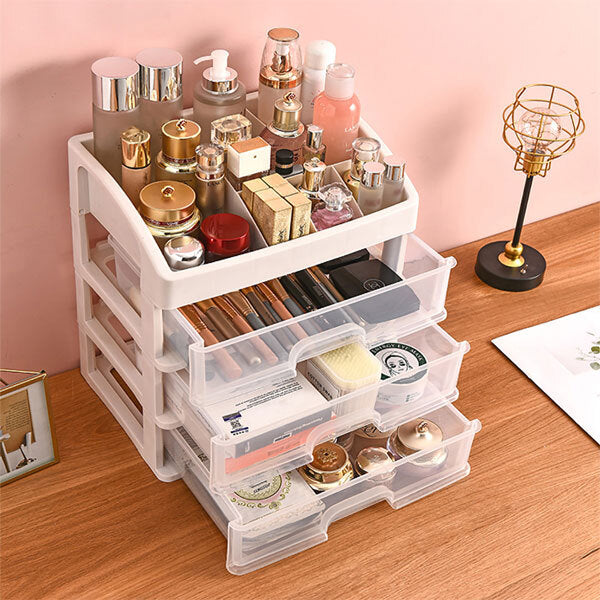 Livingandhome plastic makeup organizer with 3 drawers - British product