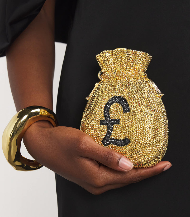 Judith Leiber crystal clutch with British pound motif - British product