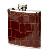 Harrods Mock Crocodile Leather Stainless Steel Hip Flask 142ml- Buy online at McGrocer