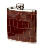 Aspinal of London mock crocodile leather hip flask 142ml - British product