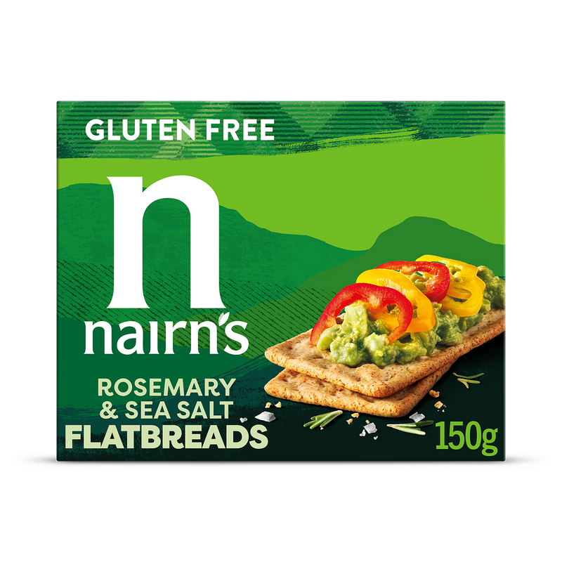 Nairn's Gluten Free Rosemary Flatbreads 150g, imported from the UK
