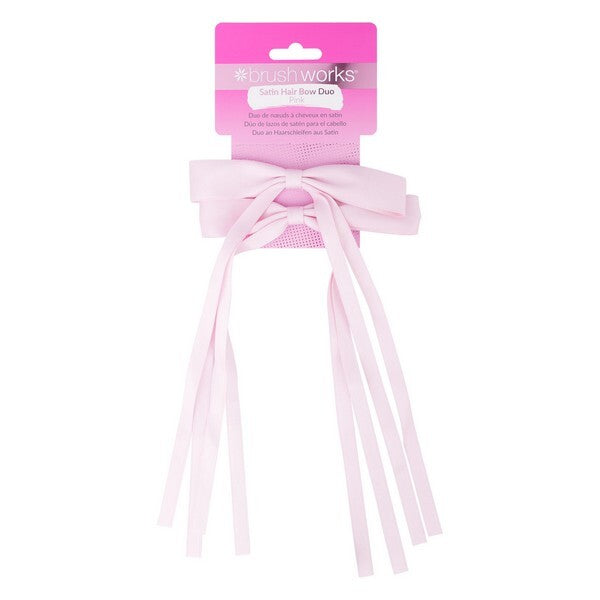Brushworks Satin Hair Bow Pink Duo - British product