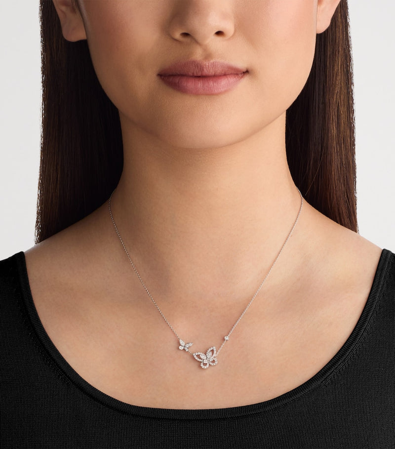 Graff white gold diamond butterfly necklace, UK version