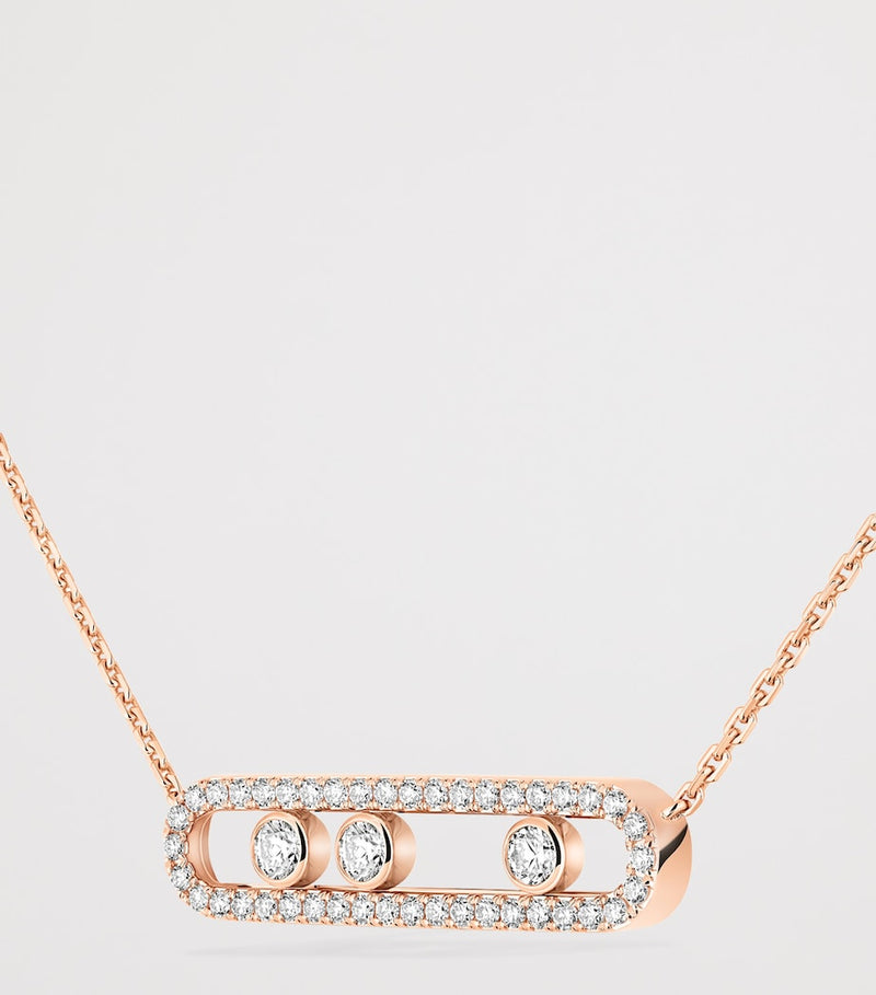 Messika Move Classique pink gold diamond pavé necklace 0.70ct - British product