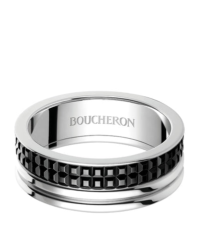 Harrods Boucheron Quatre Large White Gold Black Wedding Band- Buy online at McGrocer