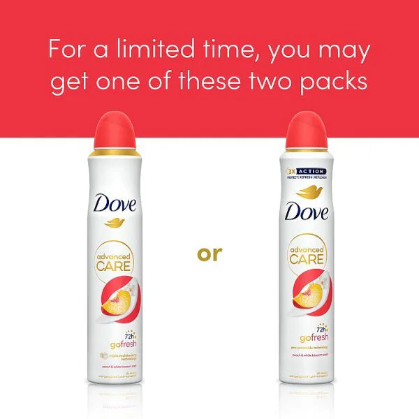 Dove Advanced Care Peach White Blossom Anti-Perspirant Spray 200ml - British product