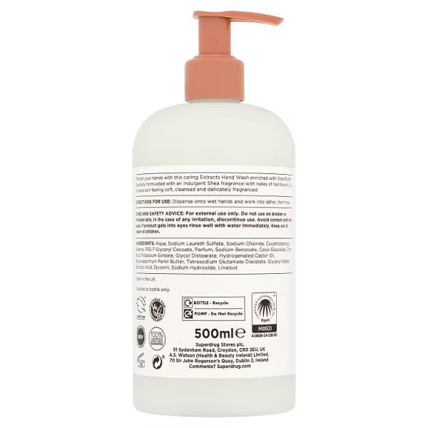 Superdrug Extracts Hand Wash Shea 500ml (British brand)