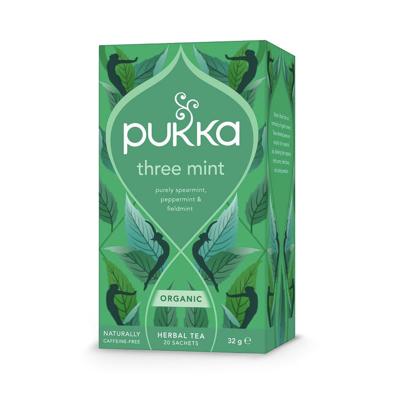 Pukka Three Mint tea bags 20, imported from the UK