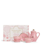 Harrods mini ceramic tea set in pink and gold, UK version