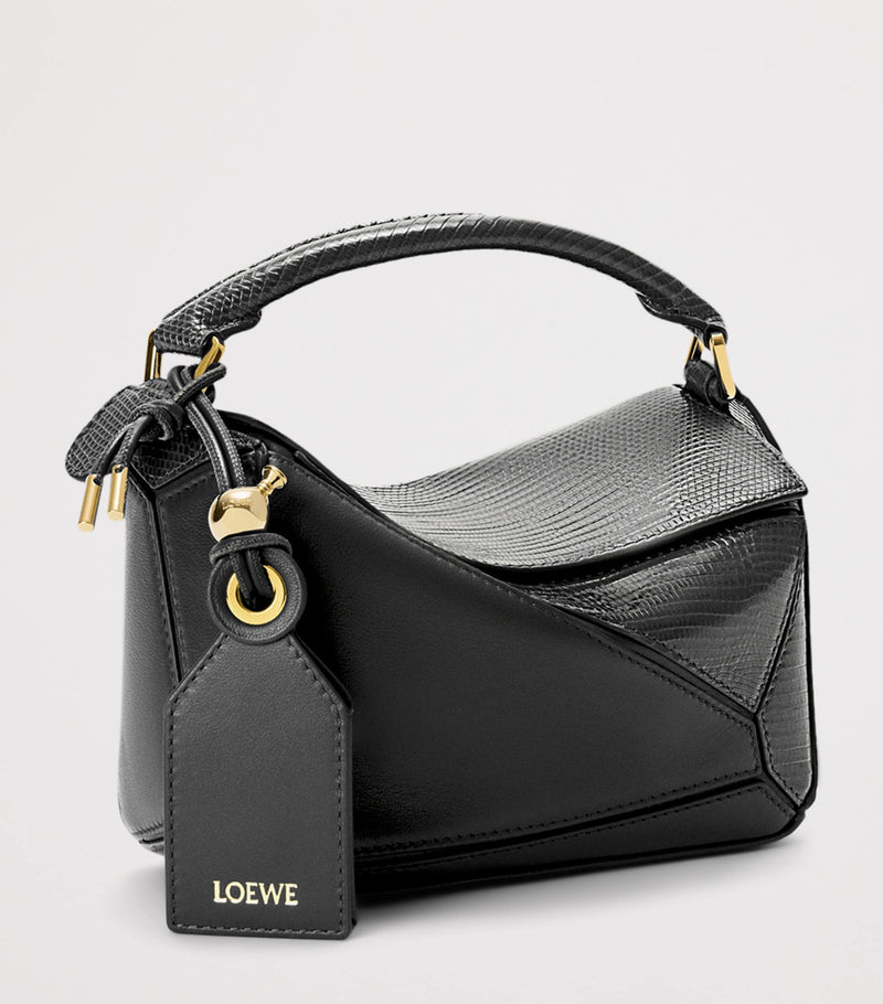 LOEWE Mini Puzzle Bag lizard skin 12.5cm, imported from the UK