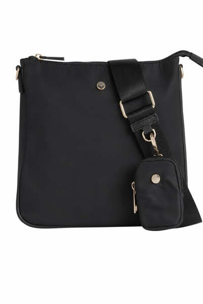 SVNX crossbody handbag with detachable mini pouch black, imported from the UK