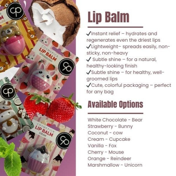 COSMEPICK cream cupcake lip balm 3x6g - British product