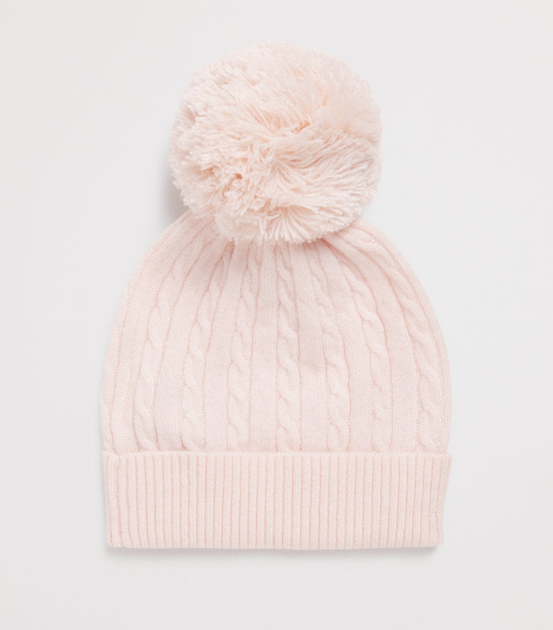 Purebaby cashmere cable-knit beanie, imported from the UK