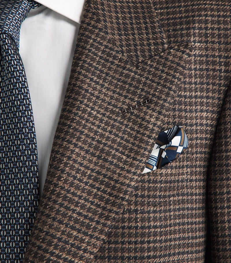 Eton silk pocket square geometric design - British product