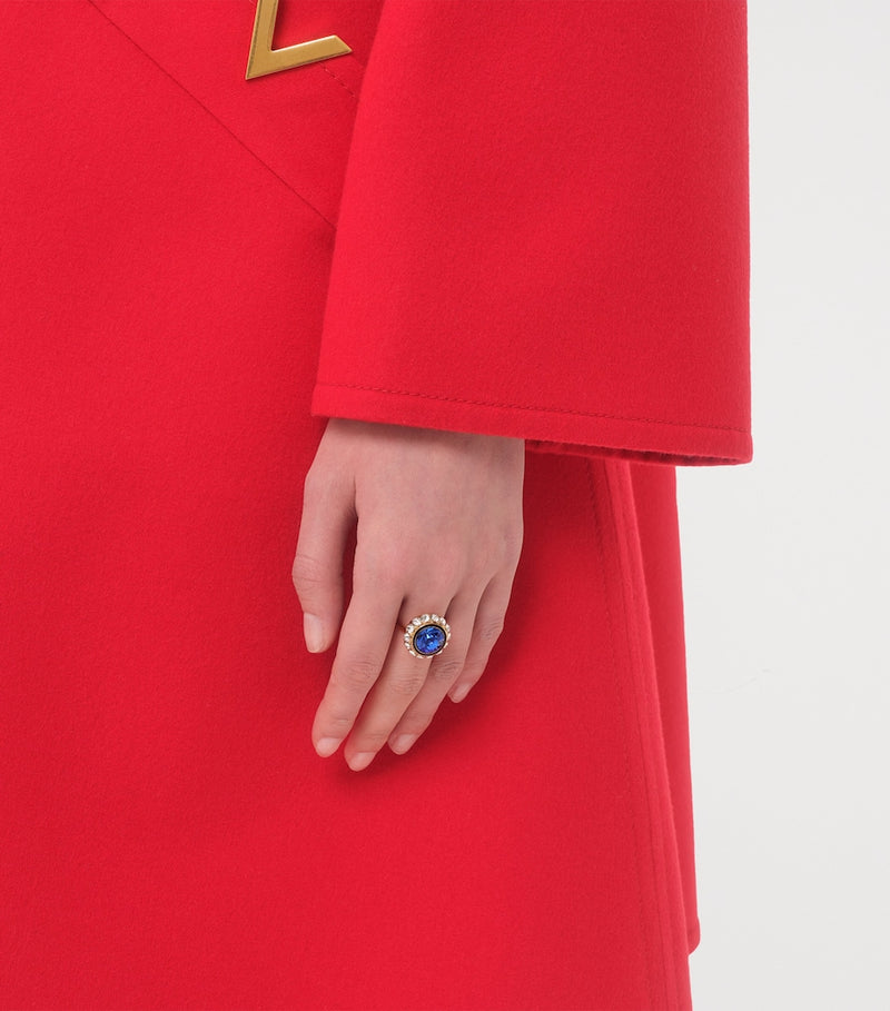 Valentino Garavani crystal VLogo ring gold-tone, UK version